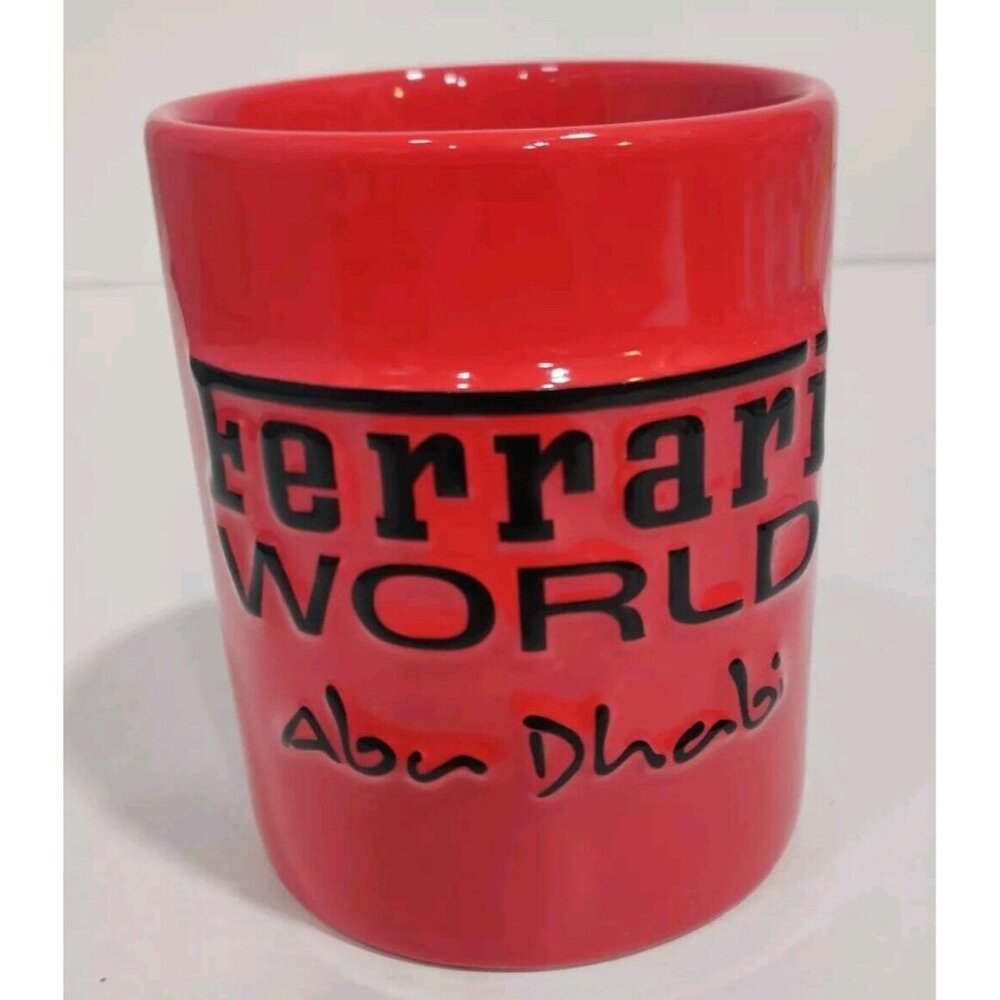 Ferrari World Text Logo Abu Dhabi Coffee Mug Red  Souvenir Cup Licensed Product